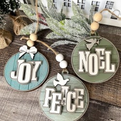 Joy, Peace and Noel Christmas Ornaments