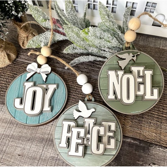 Joy, Peace and Noel Christmas Ornaments