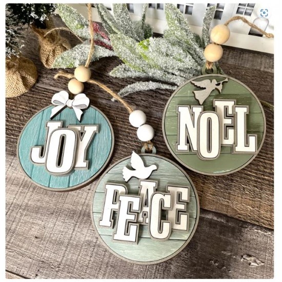 Joy, Peace and Noel Christmas Ornaments